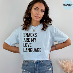 Comfort Colors® Snacks Are My Love Language Shirt, Funny Fact Shirt, Funny Valentine's Day Tee, Snacks Lover Kids Tee