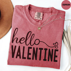 Comfort Colors® Hello Valentine Shirt, Happy Valentine's Day Shirt, Valentines Day Shirt, Valentines Day Gift For Womens