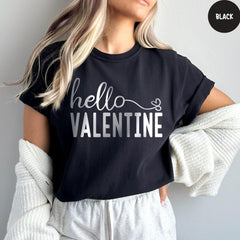 Comfort Colors® Hello Valentine Shirt, Happy Valentine's Day Shirt, Valentines Day Shirt, Valentines Day Gift For Womens