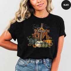 Comfort Colors® Fall Shirt, Fall For Jesus He Never Leaves Shirt, Thanksgiving Shirt, Thanksgiving Family Matching Shirt