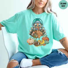 Comfort Colors® Football Turkey Shirt, Funny Thanksgiving T-Shirt, Fall Graphic Tee for Women, Football Thanksgiving Shirt