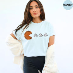 Comfort Colors® Pacman Pumpkin Pie Shirt, Pumpkin Pie Thanksgiving Shirt, Funny Holiday Graphic Tee, Thanksgiving Shirt