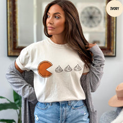 Comfort Colors® Pacman Pumpkin Pie Shirt, Pumpkin Pie Thanksgiving Shirt, Funny Holiday Graphic Tee, Thanksgiving Shirt