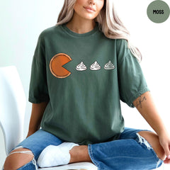 Comfort Colors® Pacman Pumpkin Pie Shirt, Pumpkin Pie Thanksgiving Shirt, Funny Holiday Graphic Tee, Thanksgiving Shirt