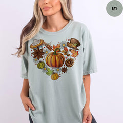Comfort Colors® Fall Heart Shirt, Fall Doodles Shirt, Thanksgiving Doodle Shirt, Women's Autumn Gift, Fall Thankful Tee
