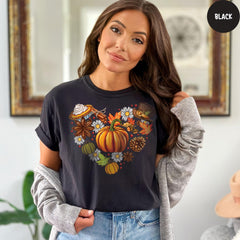 Comfort Colors® Fall Heart Shirt, Fall Doodles Shirt, Thanksgiving Doodle Shirt, Women's Autumn Gift, Fall Thankful Tee