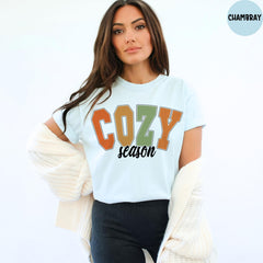 Comfort Colors® Cozy Season Shirt, Retro Fall Shirt, Womens Fall T-Shirt, Fall Graphic Tee, Autumn Shirt, Thanksgiving Gifts For Women