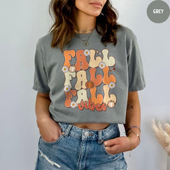 Comfort Colors® Fall Vibes T-Shirt, Pumpkin Season Shirt, Thanksgiving Tshirt, Fall Season Shirt, Thanksgiving Gifts