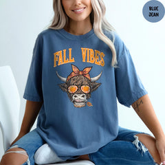 Comfort Colors® Fall Cow Shirt, Fall Cozy Cow Shirt, Autumn Cow Shirt, Cute Autumn Animal Shirts, Fall Shirt, Fall Vibes Shirt