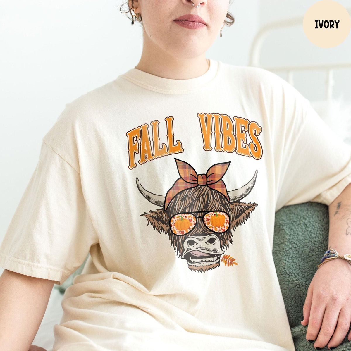 Comfort Colors® Fall Cow Shirt, Fall Cozy Cow Shirt, Autumn Cow Shirt, Cute Autumn Animal Shirts, Fall Shirt, Fall Vibes Shirt