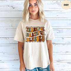 Comfort Colors® Thankful Grateful Blessed Shirt, Thanksgiving Shirt, Fall Shirt, Thankful T-Shirt, Thankful Blessed Shirt, Fall Gift