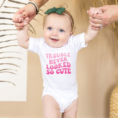 Trouble Never Looked So Cute Kids Shirt - Retro Kids Tee - Cute Kids Gift - Funny Girl Outfit - Sassy Toddler Shirt - Adorable Kids Gift