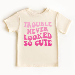 Trouble Never Looked So Cute Kids Shirt - Retro Kids Tee - Cute Kids Gift - Funny Girl Outfit - Sassy Toddler Shirt - Adorable Kids Gift