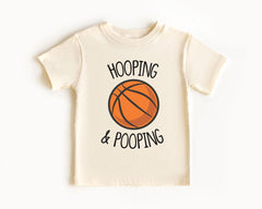 Funny Basketball Bodysuit - Hooping and Pooping Toddler Shirt - Cute Baseball Outfit - Baby Announcement Gift - Sports Fan Kids Tee