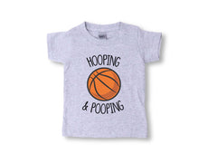 Funny Basketball Bodysuit - Hooping and Pooping Toddler Shirt - Cute Baseball Outfit - Baby Announcement Gift - Sports Fan Kids Tee