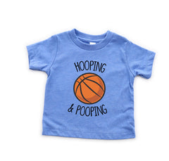 Funny Basketball Bodysuit - Hooping and Pooping Toddler Shirt - Cute Baseball Outfit - Baby Announcement Gift - Sports Fan Kids Tee