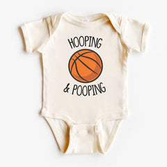 Funny Basketball Bodysuit - Hooping and Pooping Toddler Shirt - Cute Baseball Outfit - Baby Announcement Gift - Sports Fan Kids Tee