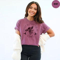 Comfort Colors® Easily Distracted By Cows Shirt, Cow Lover Shirt, Funny Cow Shirt, Farm Lover Shirts, Farm Animal Shirt