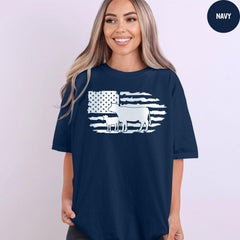 Comfort Colors® USA Cow Farm Shirt, Farm Girl Shirt, USA Flag Cow Shirt, Cow Lover Gift, Farming T-Shirt, American Flag Tee