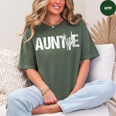 Comfort Colors® Rock On Auntie Shirt, Skeleton Hand Shirt, Halloween Shirt, Halloween Auntie Shirt, Aunt Announcement Gift