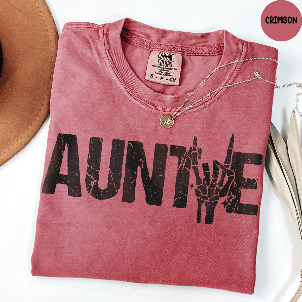 Comfort Colors® Rock On Auntie Shirt, Skeleton Hand Shirt, Halloween Shirt, Halloween Auntie Shirt, Aunt Announcement Gift