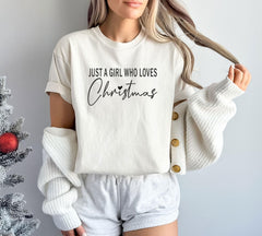 Comfort Colors® - Just A Girl Who Loves Christmas Shirt - Womens Christmas Shirts - Christmas Presents - Xmas Clothes - Holiday Tshirts