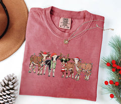 Comfort Colors® Shirt with - Christmas Cow Shirt - Funny Animal Shirt - Farm Christmas Shirt - Cow Gifts - Country Christmas - Animal Lover