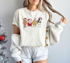 Comfort Colors® - Christmas Farm Animals Shirt - Cute Christmas Shirt - Highland Cow Pig Chicken Tshirt - Funny Christmas Shirt - Holiday