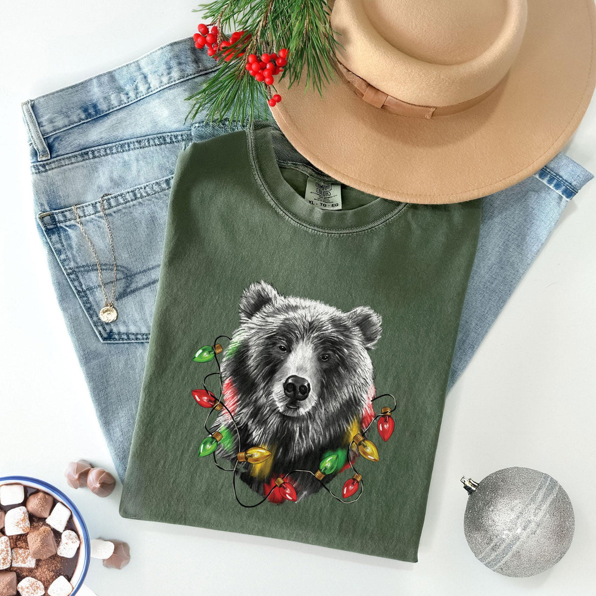 Comfort Colors® - Christmas Bear Shirt - Funny Christmas Shirt - Christmas Family Shirts - Christmas Animal Shirt - Holiday Tshirts - Winter