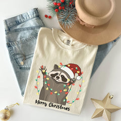 Comfort Colors® Christmas Raccoon Shirt - Funny Christmas Shirt - Christmas Crewneck - Xmas - Merry Christmas Shirt - Christmas Animal Shirt