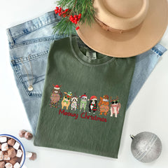 Comfort Colors® - Meowy Christmas Shirt - Cats Christmas Shirt - Cat Lover Tshirt - Cat Mom Shirt - Cat Shirts - Funny Christmas Shirt