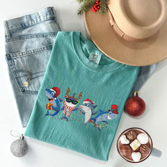 Comfort Colors® - Funny Shark Christmas Shirt - Cute Christmas Shirt - Shark Gift - Funny Christmas Shirt - Shark Shirt - Holiday Tshirts