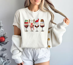 Comfort Colors® - Christmas Wine Shirt - Christmas Spirit Shirt - Wine Lover Gift - Christmas Wine Glasses Shirt - Santa Red Wine Tshirt