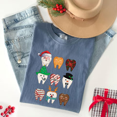 Comfort Colors® Funny Christmas Teeth Shirt- Christmas Dentist Shirt- Cute Tooth Shirt- Dental Christmas Shirt - Dentist Gift - Dental Shirt