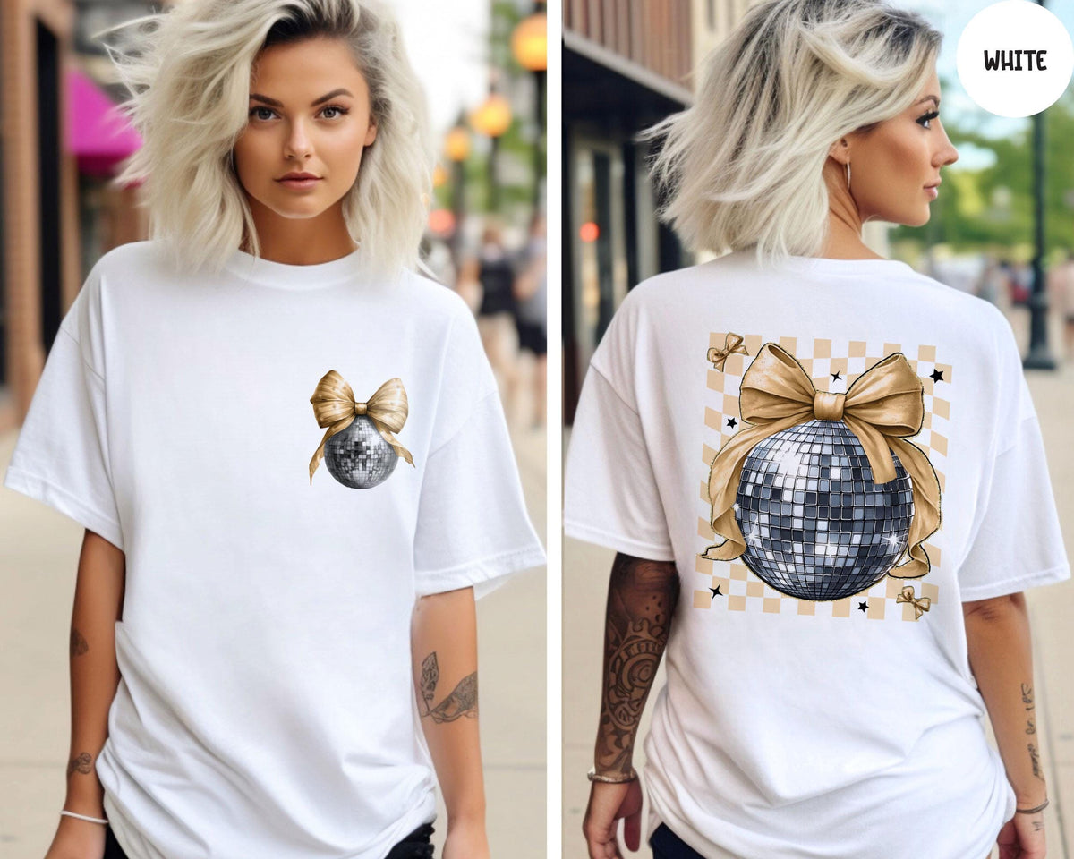 Comfort Colors® Coquette Disco Ball Shirt, Happy New Year Shirt, Disco Ball New Year Shirt, New Year Gift, Party Vibes Gift