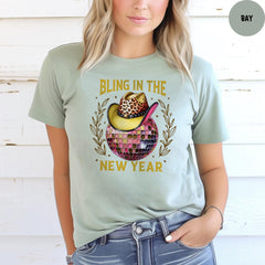 Comfort Colors® Bling in the New Year, Disco Ball Tee, New Year Gift, New Year 2026 Shirt, Coquette Pink, Goodbye 2025
