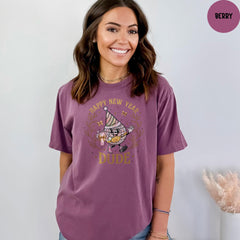 Comfort Colors® Happy New Year Dude Shirt, Funny Party T-Shirt, New Year Dude Shirt, Retro Disco Ball Shirt, Coquette Bow Shirt