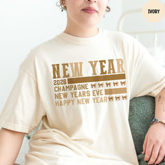 Comfort Colors® Happy New Year Shirt, New Year 2026 Shirt, Champagne T-shirt, New Years Eve Shirt, New Years Eve Party T-shirt