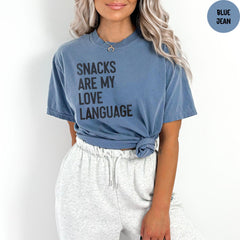 Comfort Colors® Snacks Are My Love Language Shirt, Funny Fact Shirt, Funny Valentine's Day Tee, Snacks Lover Kids Tee
