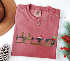 Comfort Colors® - Christmas Sewing T-Shirt - Christmas Gift - Holiday Tee - XMas Sewing Lover - Sew Machine Shirt - Gift for Mom - Sew Merry