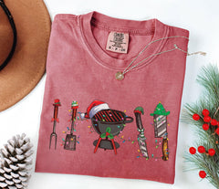 Comfort Colors® - Christmas Grilling T-Shirt - Funny BBQ Tee - Foodie Holiday Shirt - XMas Funny Grill - BBQ Lover - Christmas BBQ Family
