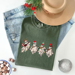 Comfort Colors® - Christmas Ghost T-Shirt - Spooky Holiday Tee - Christmas Vibes Gift - Ghost Santa Shirt - Christmas Halloween