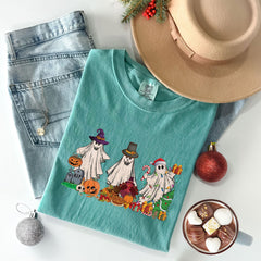 Comfort Colors® - Comfort Colors® - Christmas Ghost T-Shirt - Spooky Holiday Tee - Christmas Vibes Gift - Ghost Santa Shirt