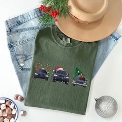 Comfort Colors® - Police Car Christmas Shirt - Police Christmas Tree - Police Wife Gift - Blue Line Family Gift - Gift for Men