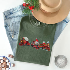 Comfort Colors® - Christmas Train T-Shirt - North Pole Train Tee - Holiday Locomotive - North Pole Express - Retro Xmas Gift - Believe Shirt