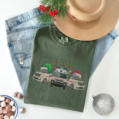 Comfort Colors® - Christmas Ambulance Shirt - Xmas Paramedic Gift - Emergency Medical Technician - Funny EMT Paramedic - Christmas Graphic