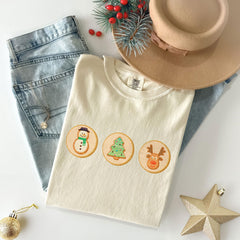 Comfort Colors® - Christmas Sugar Cookies T-Shirt - Retro Christmas Tee - Snowman Cookie Shirt - Delicious Cookies - Reindeer Cookie Tee