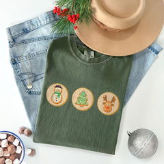 Comfort Colors® - Christmas Sugar Cookies T-Shirt - Retro Christmas Tee - Snowman Cookie Shirt - Delicious Cookies - Reindeer Cookie Tee