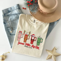 Comfort Colors® - Jesus Fills My Cup Christmas Shirt - Christian Christmas Gift - Xmas Verse Tee - Christmas Religious Shirt - Psalm 23 Tee