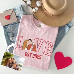 Custom Couples Portrait Shirt - Comfort Colors® Valentine Picture Shirt - Outline Picture T-Shirt - Valentines Gift